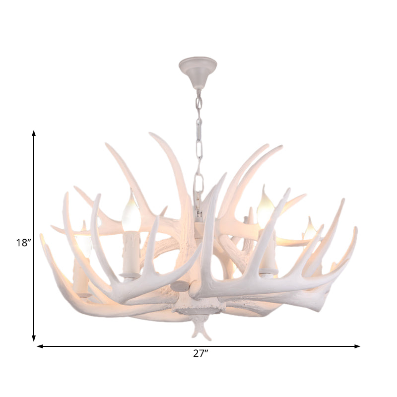 White Faux Antler Pendant Chandelier Traditional Resin 4/6/9 Heads Dining Room Hanging Ceiling Light Clearhalo 'Ceiling Lights' 'Chandeliers' Lighting' options 234018