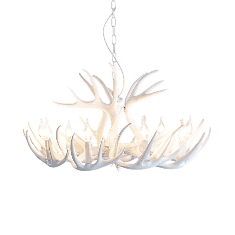 White Faux Antler Pendant Chandelier Traditional Resin 4/6/9 Heads Dining Room Hanging Ceiling Light Clearhalo 'Ceiling Lights' 'Chandeliers' Lighting' options 234021