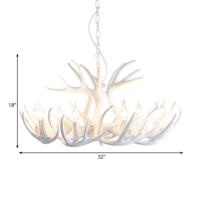 White Faux Antler Pendant Chandelier Traditional Resin 4/6/9 Heads Dining Room Hanging Ceiling Light Clearhalo 'Ceiling Lights' 'Chandeliers' Lighting' options 234022
