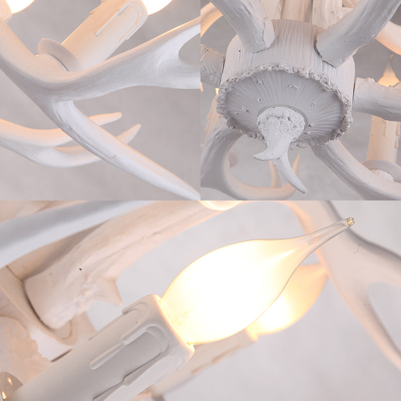White Faux Antler Pendant Chandelier Traditional Resin 4/6/9 Heads Dining Room Hanging Ceiling Light Clearhalo 'Ceiling Lights' 'Chandeliers' Lighting' options 234023