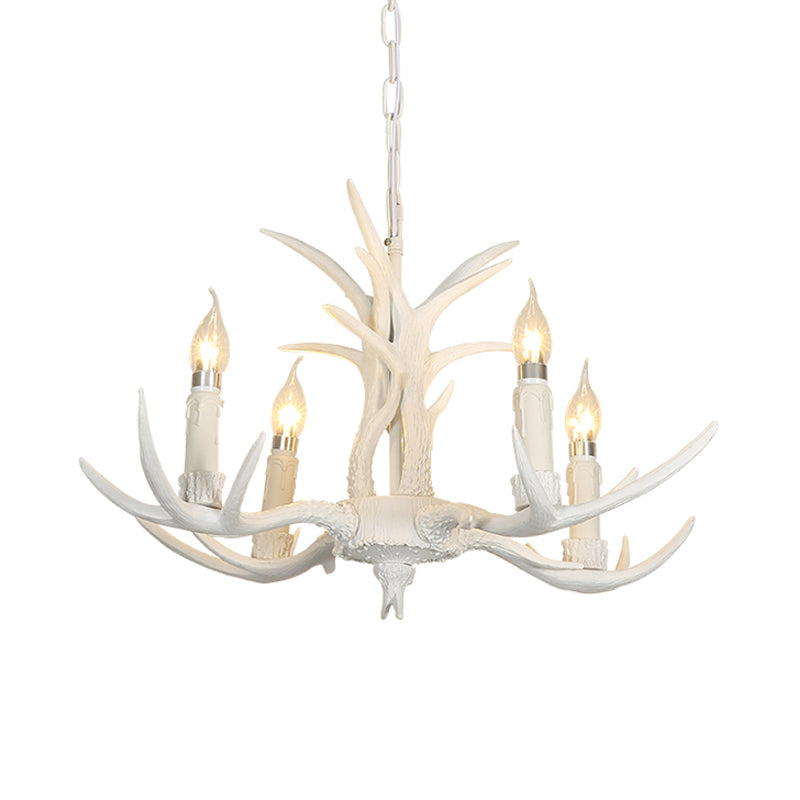Resin White Hanging Chandelier Candle 4/8 Bulbs Traditional Pendant Light Fixture for Bedroom Clearhalo 'Ceiling Lights' 'Chandeliers' Lighting' options 234027
