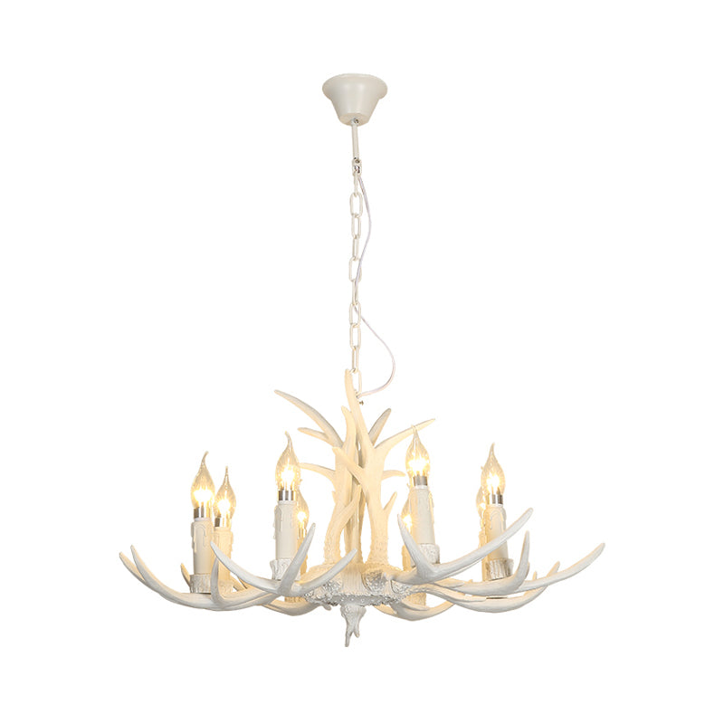 Resin White Hanging Chandelier Candle 4/8 Bulbs Traditional Pendant Light Fixture for Bedroom Clearhalo 'Ceiling Lights' 'Chandeliers' Lighting' options 234031