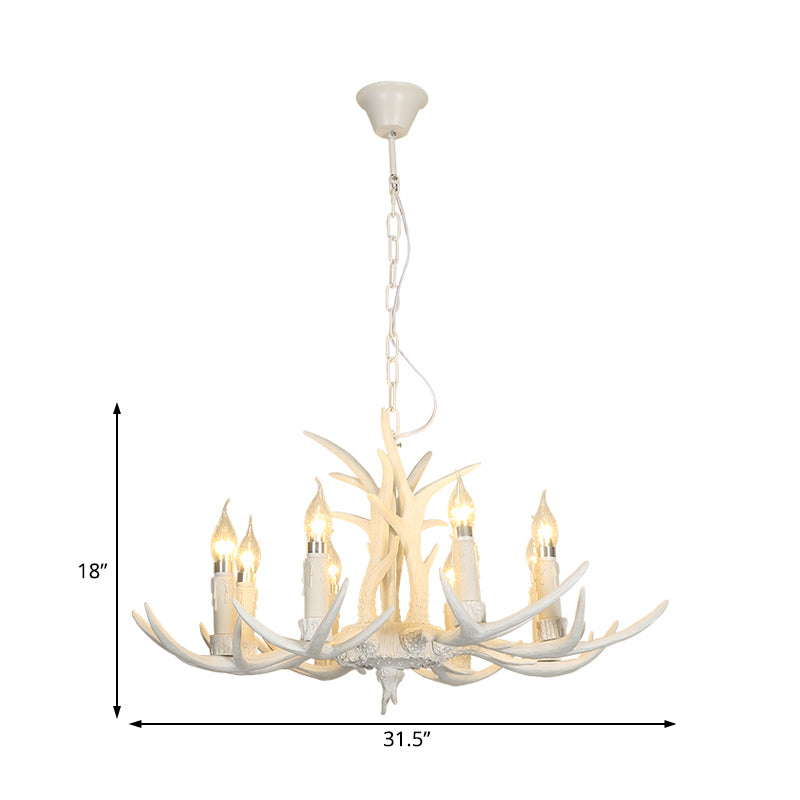 Resin White Hanging Chandelier Candle 4/8 Bulbs Traditional Pendant Light Fixture for Bedroom Clearhalo 'Ceiling Lights' 'Chandeliers' Lighting' options 234032