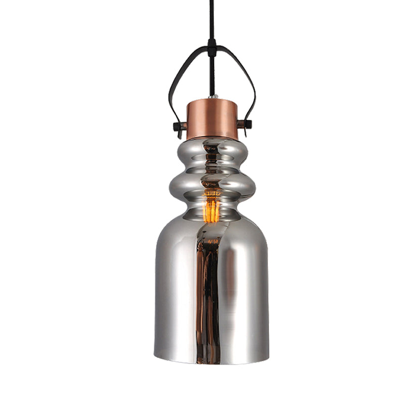 Can Hanging Lamp Retro 1 Head Silver/Gold/Red and Brown Glass Ceiling Pendant Light for Living Room Clearhalo 'Ceiling Lights' 'Glass shade' 'Glass' 'Pendant Lights' 'Pendants' Lighting' 234157