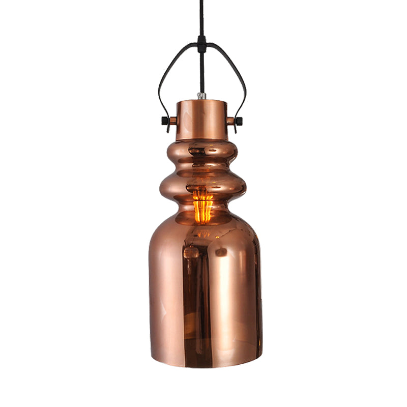 Can Hanging Lamp Retro 1 Head Silver/Gold/Red and Brown Glass Ceiling Pendant Light for Living Room Clearhalo 'Ceiling Lights' 'Glass shade' 'Glass' 'Pendant Lights' 'Pendants' Lighting' 234161