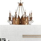 3/8 Lights Metal Chandelier Lamp Rural Rust Crown Dining Room Down Lighting Pendant Clearhalo 'Ceiling Lights' 'Chandeliers' Lighting' options 234169