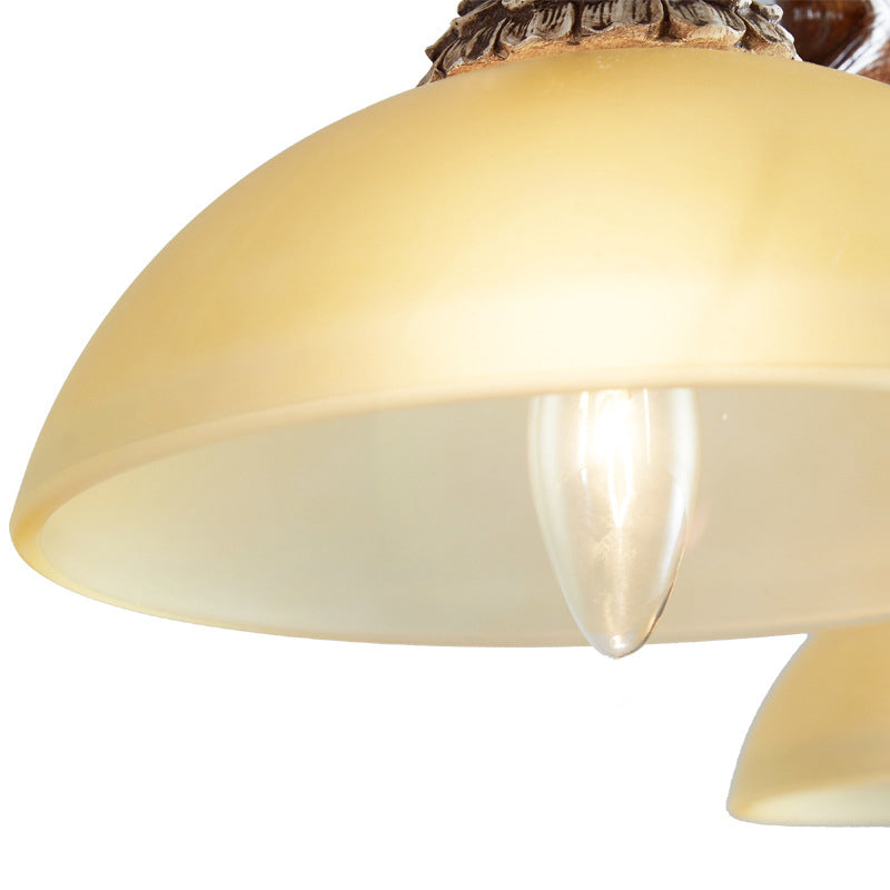 Glass Brown Island Lamp Bowl Shape 2-Bulb Traditional Suspension Light for Restaurant Clearhalo 'Ceiling Lights' 'Glass shade' 'Glass' 'Island Lights' 'Pendant Lights' Lighting' 234277