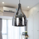 Jar Pendant Light Modern Chrome/Amber Glass 1 Bulb Suspended Lighting Fixture for Bedroom Chrome Clearhalo 'Ceiling Lights' 'Glass shade' 'Glass' 'Pendant Lights' 'Pendants' Lighting' 234326