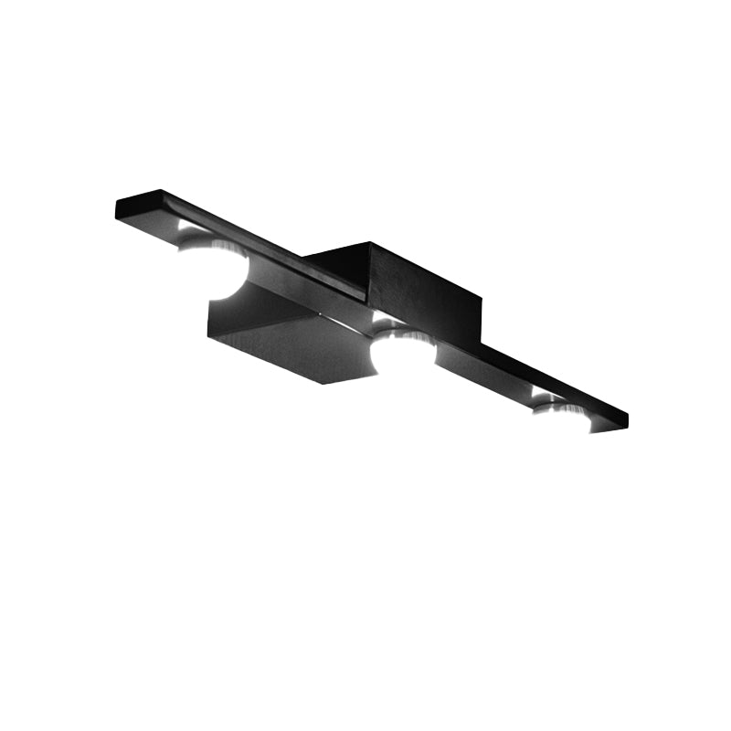 Black/White Linear Vanity Light Fixture Modern Style 3 Lights Metal Wall Lighting in Warm/White Light over Mirror Clearhalo 'Cast Iron' 'Glass' 'Industrial' 'Modern wall lights' 'Modern' 'Tiffany' 'Traditional wall lights' 'Vanity Lights' 'Wall Lights' Lighting' 234471