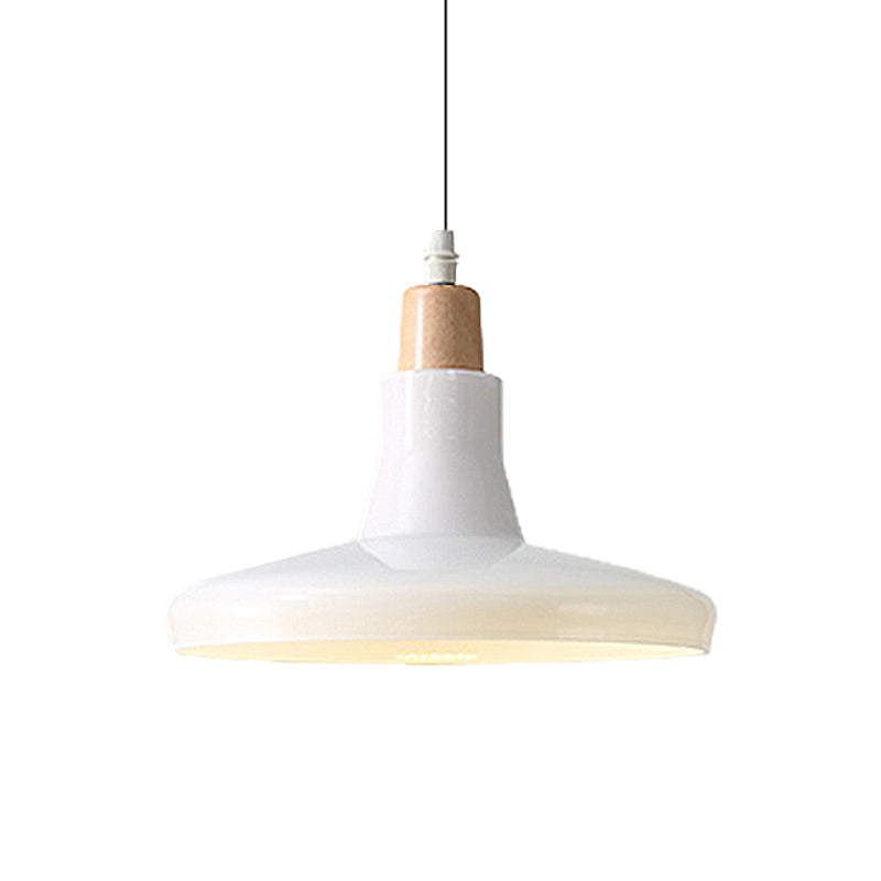 White/Black Bowl/Cone/Saucer Pendant Lamp Modernist 1 Light Glass Led Hanging Ceiling Light in White/Warm Light Clearhalo 'Ceiling Lights' 'Glass shade' 'Glass' 'Modern Pendants' 'Modern' 'Pendant Lights' 'Pendants' Lighting' 234487