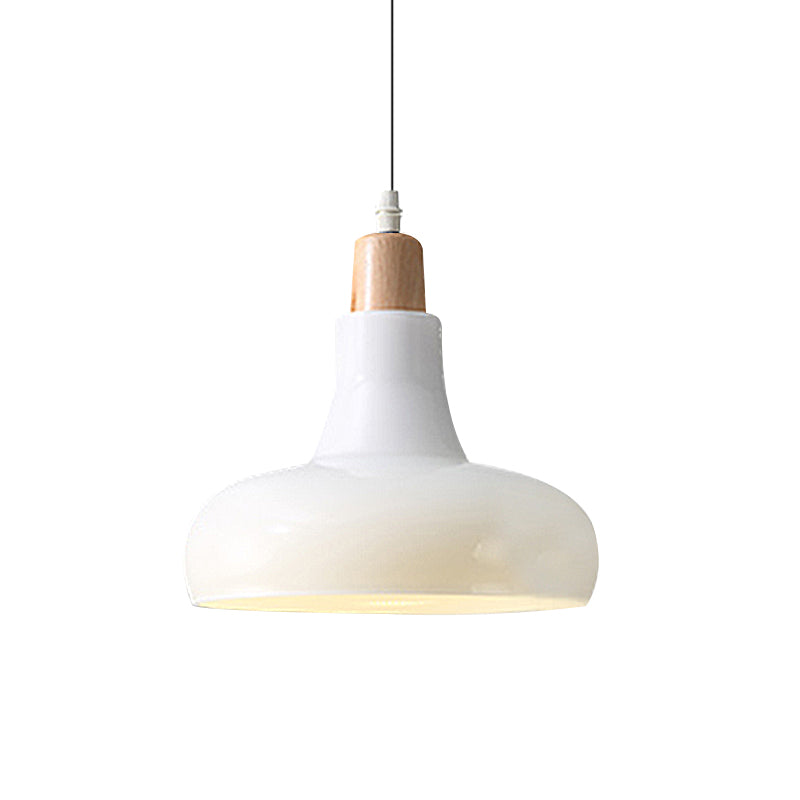 White/Black Bowl/Cone/Saucer Pendant Lamp Modernist 1 Light Glass Led Hanging Ceiling Light in White/Warm Light Clearhalo 'Ceiling Lights' 'Glass shade' 'Glass' 'Modern Pendants' 'Modern' 'Pendant Lights' 'Pendants' Lighting' 234491