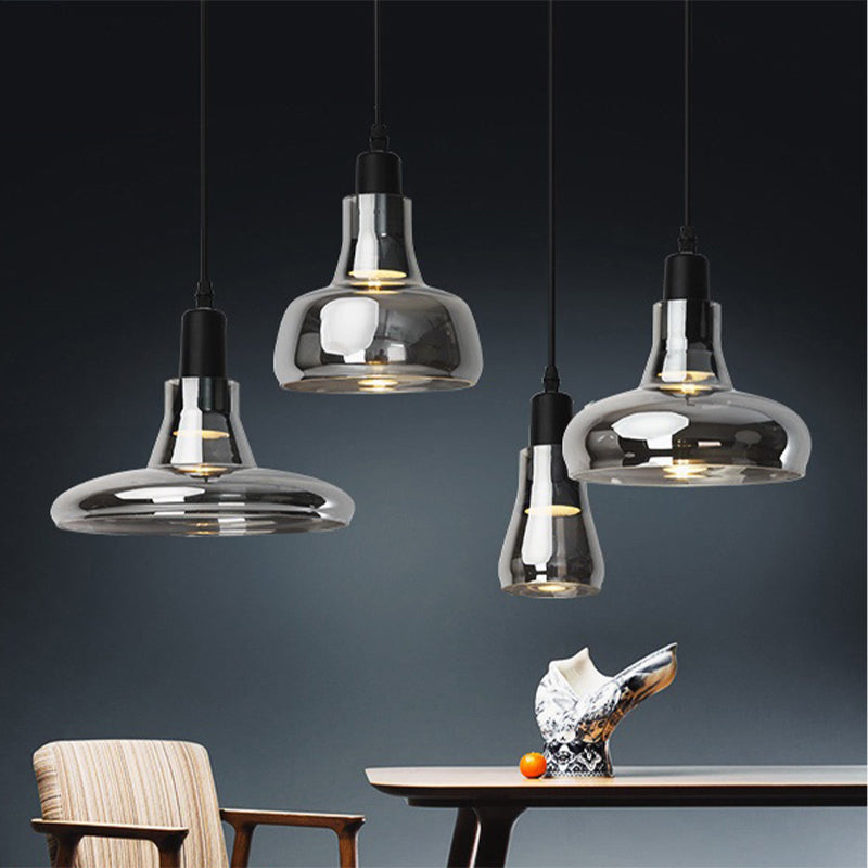 White/Black Bowl/Cone/Saucer Pendant Lamp Modernist 1 Light Glass Led Hanging Ceiling Light in White/Warm Light Black Cone Clearhalo 'Ceiling Lights' 'Glass shade' 'Glass' 'Modern Pendants' 'Modern' 'Pendant Lights' 'Pendants' Lighting' 234496