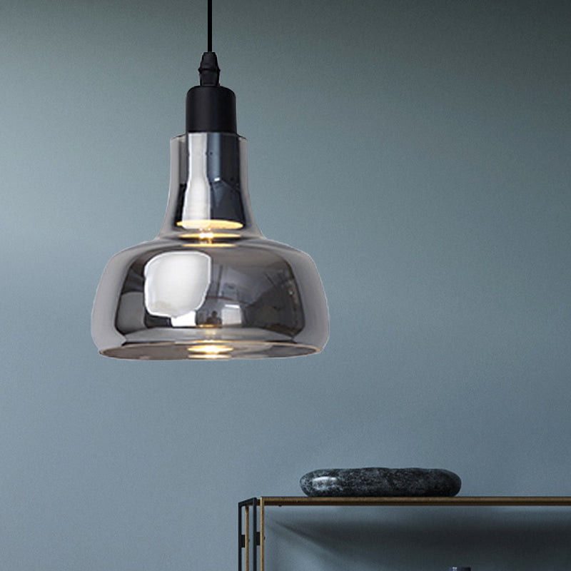 White/Black Bowl/Cone/Saucer Pendant Lamp Modernist 1 Light Glass Led Hanging Ceiling Light in White/Warm Light Clearhalo 'Ceiling Lights' 'Glass shade' 'Glass' 'Modern Pendants' 'Modern' 'Pendant Lights' 'Pendants' Lighting' 234501