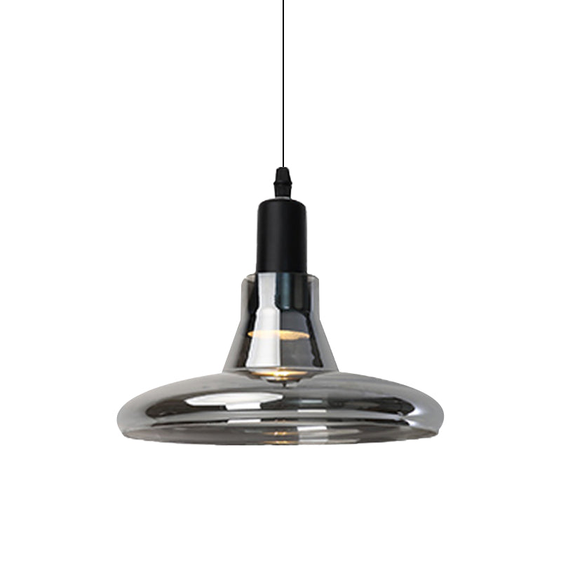 White/Black Bowl/Cone/Saucer Pendant Lamp Modernist 1 Light Glass Led Hanging Ceiling Light in White/Warm Light Clearhalo 'Ceiling Lights' 'Glass shade' 'Glass' 'Modern Pendants' 'Modern' 'Pendant Lights' 'Pendants' Lighting' 234504