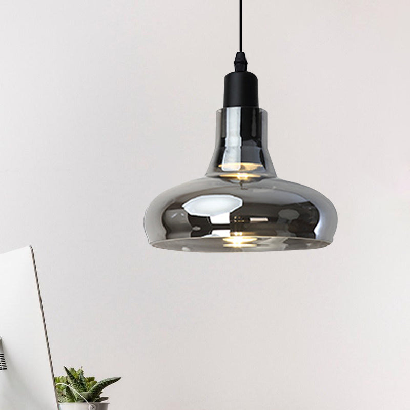 White/Black Bowl/Cone/Saucer Pendant Lamp Modernist 1 Light Glass Led Hanging Ceiling Light in White/Warm Light Clearhalo 'Ceiling Lights' 'Glass shade' 'Glass' 'Modern Pendants' 'Modern' 'Pendant Lights' 'Pendants' Lighting' 234506