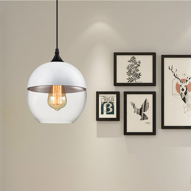 5"/7"/8" Wide Drum/Cylinder/Jar Clear/Yellow Glass Suspension Pendant Modern 1 Light White/Black Hanging Light Fixture White 8" Clearhalo 'Ceiling Lights' 'Glass shade' 'Glass' 'Modern Pendants' 'Modern' 'Pendant Lights' 'Pendants' Lighting' 234525