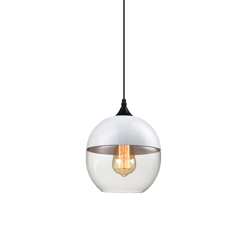 5"/7"/8" Wide Drum/Cylinder/Jar Clear/Yellow Glass Suspension Pendant Modern 1 Light White/Black Hanging Light Fixture Clearhalo 'Ceiling Lights' 'Glass shade' 'Glass' 'Modern Pendants' 'Modern' 'Pendant Lights' 'Pendants' Lighting' 234527