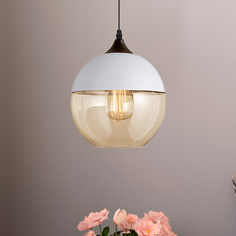 5"/7"/8" Wide Drum/Cylinder/Jar Clear/Yellow Glass Suspension Pendant Modern 1 Light White/Black Hanging Light Fixture Clearhalo 'Ceiling Lights' 'Glass shade' 'Glass' 'Modern Pendants' 'Modern' 'Pendant Lights' 'Pendants' Lighting' 234541