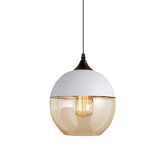 5"/7"/8" Wide Drum/Cylinder/Jar Clear/Yellow Glass Suspension Pendant Modern 1 Light White/Black Hanging Light Fixture Clearhalo 'Ceiling Lights' 'Glass shade' 'Glass' 'Modern Pendants' 'Modern' 'Pendant Lights' 'Pendants' Lighting' 234542