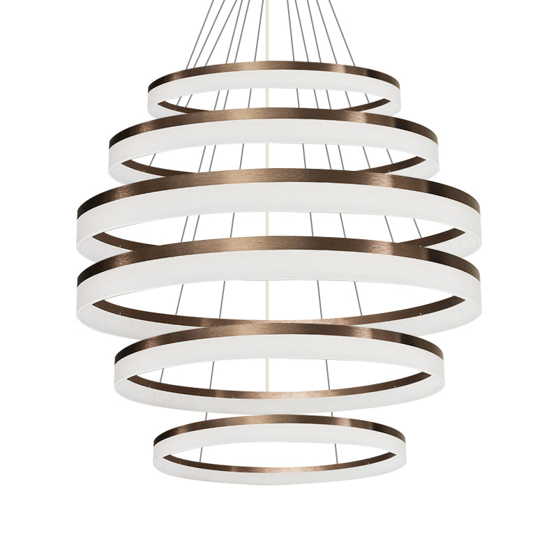 Acrylic Round Chandelier Light Contemporary 4/5/6-Head Brown Ceiling Pendant in Warm/White/Natural Light Clearhalo 'Ceiling Lights' 'Chandeliers' 'Modern Chandeliers' 'Modern' Lighting' 234905