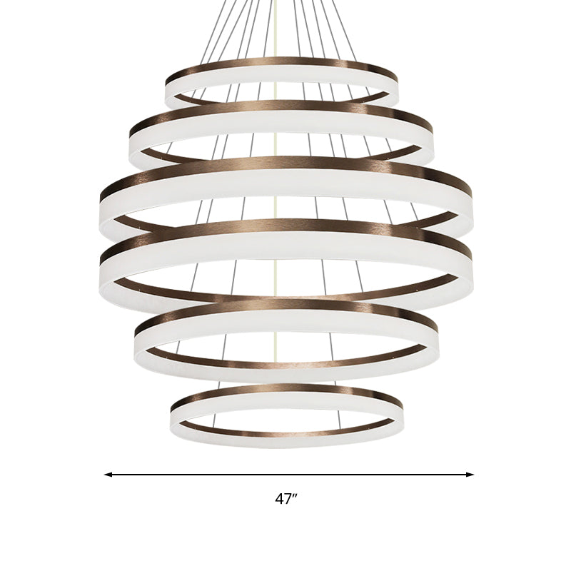 Acrylic Round Chandelier Light Contemporary 4/5/6-Head Brown Ceiling Pendant in Warm/White/Natural Light Clearhalo 'Ceiling Lights' 'Chandeliers' 'Modern Chandeliers' 'Modern' Lighting' 234906