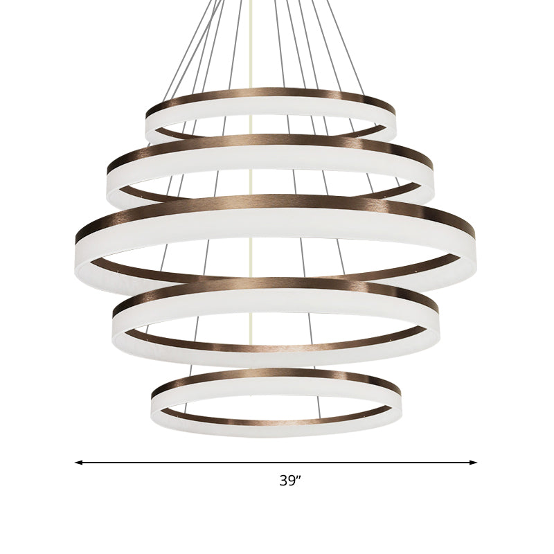 Acrylic Round Chandelier Light Contemporary 4/5/6-Head Brown Ceiling Pendant in Warm/White/Natural Light Clearhalo 'Ceiling Lights' 'Chandeliers' 'Modern Chandeliers' 'Modern' Lighting' 234910