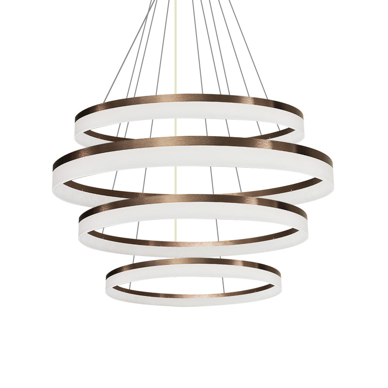 Acrylic Round Chandelier Light Contemporary 4/5/6-Head Brown Ceiling Pendant in Warm/White/Natural Light Clearhalo 'Ceiling Lights' 'Chandeliers' 'Modern Chandeliers' 'Modern' Lighting' 234913