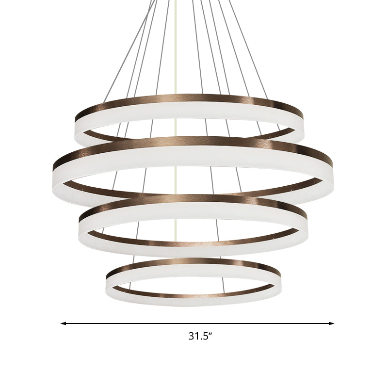 Acrylic Round Chandelier Light Contemporary 4/5/6-Head Brown Ceiling Pendant in Warm/White/Natural Light Clearhalo 'Ceiling Lights' 'Chandeliers' 'Modern Chandeliers' 'Modern' Lighting' 234914