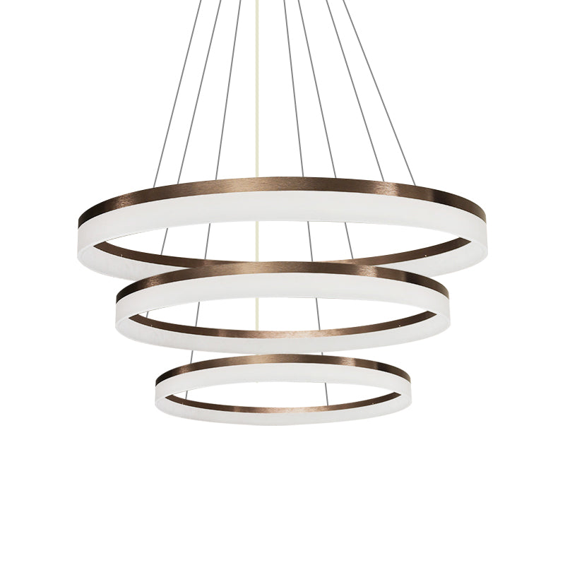 Acrylic Round Chandelier Light Contemporary 4/5/6-Head Brown Ceiling Pendant in Warm/White/Natural Light Clearhalo 'Ceiling Lights' 'Chandeliers' 'Modern Chandeliers' 'Modern' Lighting' 234917