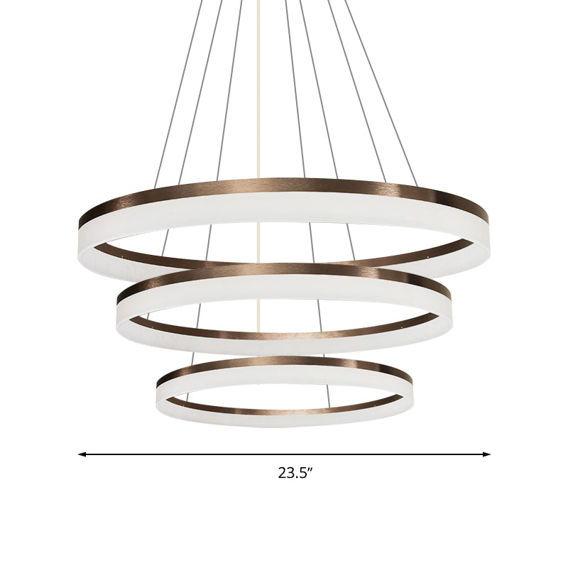 Acrylic Round Chandelier Light Contemporary 4/5/6-Head Brown Ceiling Pendant in Warm/White/Natural Light Clearhalo 'Ceiling Lights' 'Chandeliers' 'Modern Chandeliers' 'Modern' Lighting' 234918