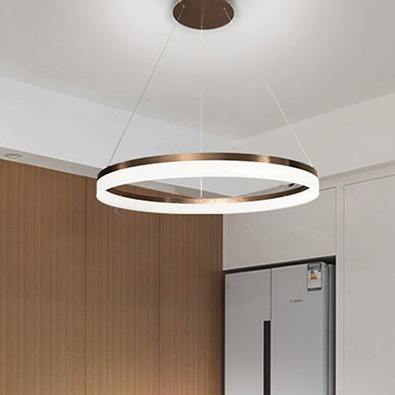 Acrylic Round Chandelier Light Contemporary 4/5/6-Head Brown Ceiling Pendant in Warm/White/Natural Light 1 Brown Clearhalo 'Ceiling Lights' 'Chandeliers' 'Modern Chandeliers' 'Modern' Lighting' 234923