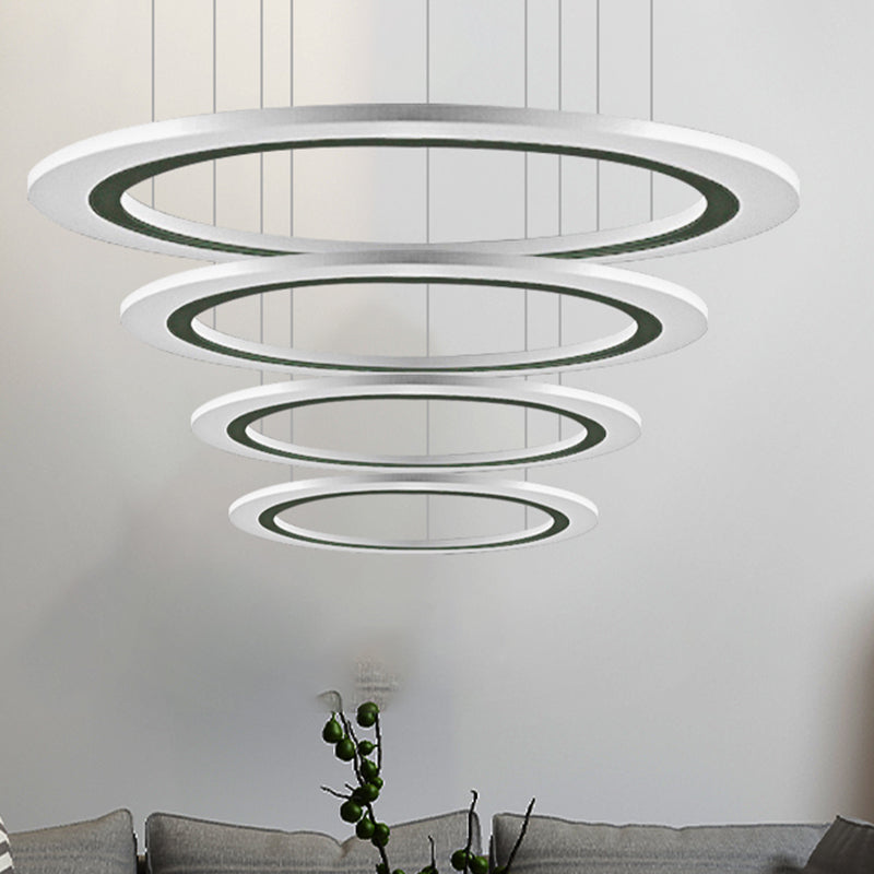 Circular Chandelier Pendant Simplicity Acrylic LED 1/2/3-Light Living Room Suspension Lamp in Warm/White Light with DIY Design 4 White Clearhalo 'Ceiling Lights' 'Chandeliers' 'Modern Chandeliers' 'Modern' Lighting' 234928