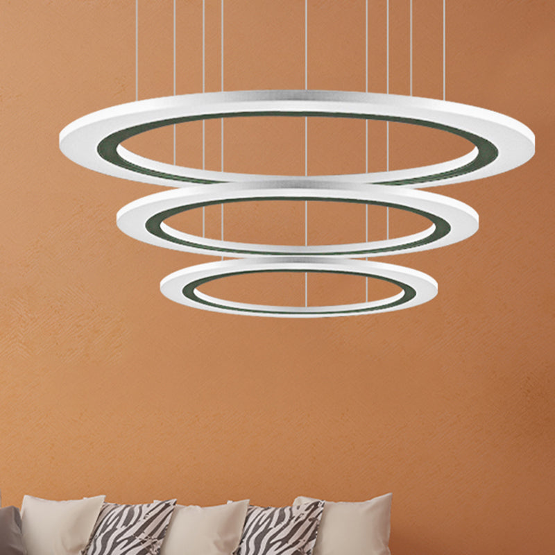 Circular Chandelier Pendant Simplicity Acrylic LED 1/2/3-Light Living Room Suspension Lamp in Warm/White Light with DIY Design 3 White Clearhalo 'Ceiling Lights' 'Chandeliers' 'Modern Chandeliers' 'Modern' Lighting' 234932