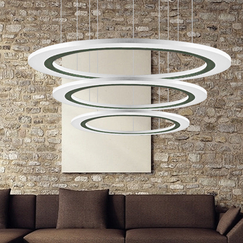 Circular Chandelier Pendant Simplicity Acrylic LED 1/2/3-Light Living Room Suspension Lamp in Warm/White Light with DIY Design Clearhalo 'Ceiling Lights' 'Chandeliers' 'Modern Chandeliers' 'Modern' Lighting' 234933