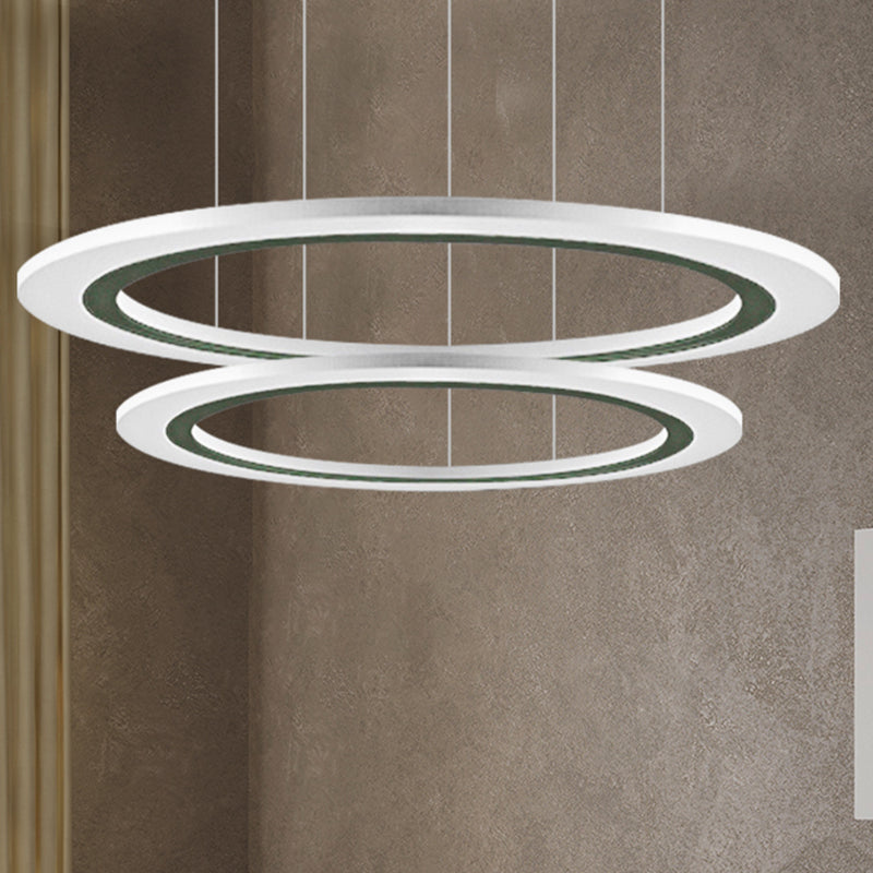 Circular Chandelier Pendant Simplicity Acrylic LED 1/2/3-Light Living Room Suspension Lamp in Warm/White Light with DIY Design 2 White Clearhalo 'Ceiling Lights' 'Chandeliers' 'Modern Chandeliers' 'Modern' Lighting' 234936