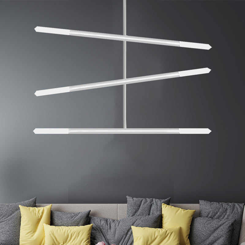 Black/White/Gold Tube Chandelier Modern LED 2/4/6-Light Acrylic Ceiling Pendant in Warm/White Light Clearhalo 'Ceiling Lights' 'Chandeliers' 'Modern Chandeliers' 'Modern' Lighting' 234975