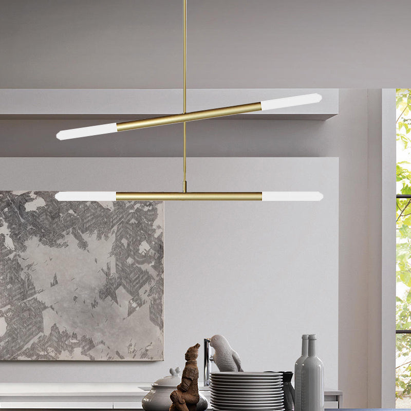 Black/White/Gold Tube Chandelier Modern LED 2/4/6-Light Acrylic Ceiling Pendant in Warm/White Light 4 Gold Clearhalo 'Ceiling Lights' 'Chandeliers' 'Modern Chandeliers' 'Modern' Lighting' 234982