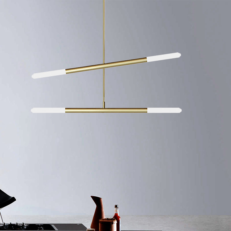 Black/White/Gold Tube Chandelier Modern LED 2/4/6-Light Acrylic Ceiling Pendant in Warm/White Light Clearhalo 'Ceiling Lights' 'Chandeliers' 'Modern Chandeliers' 'Modern' Lighting' 234983