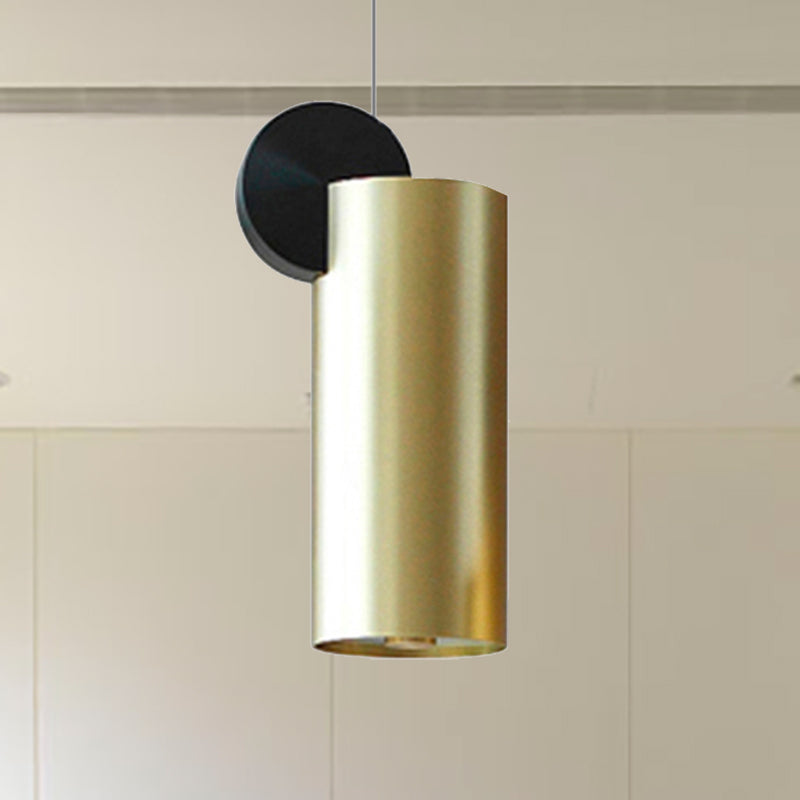 Drum/Saucer/Cylinder Hanging Pendant Light Minimalist Metal 1 Head Hallway Pendant Lighting in Gold Clearhalo 'Ceiling Lights' 'Pendant Lights' 'Pendants' Lighting' 235328