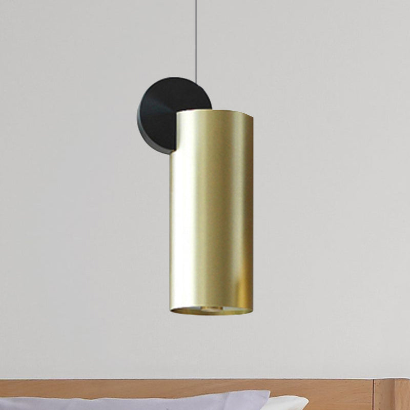 Drum/Saucer/Cylinder Hanging Pendant Light Minimalist Metal 1 Head Hallway Pendant Lighting in Gold Clearhalo 'Ceiling Lights' 'Pendant Lights' 'Pendants' Lighting' 235330