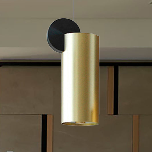 Drum/Saucer/Cylinder Hanging Pendant Light Minimalist Metal 1 Head Hallway Pendant Lighting in Gold Clearhalo 'Ceiling Lights' 'Pendant Lights' 'Pendants' Lighting' 235331