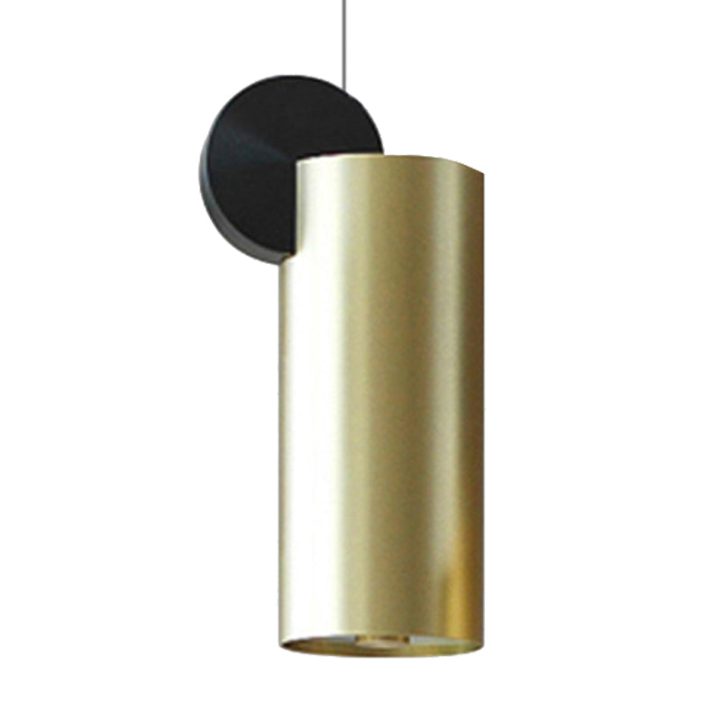 Drum/Saucer/Cylinder Hanging Pendant Light Minimalist Metal 1 Head Hallway Pendant Lighting in Gold Clearhalo 'Ceiling Lights' 'Pendant Lights' 'Pendants' Lighting' 235332