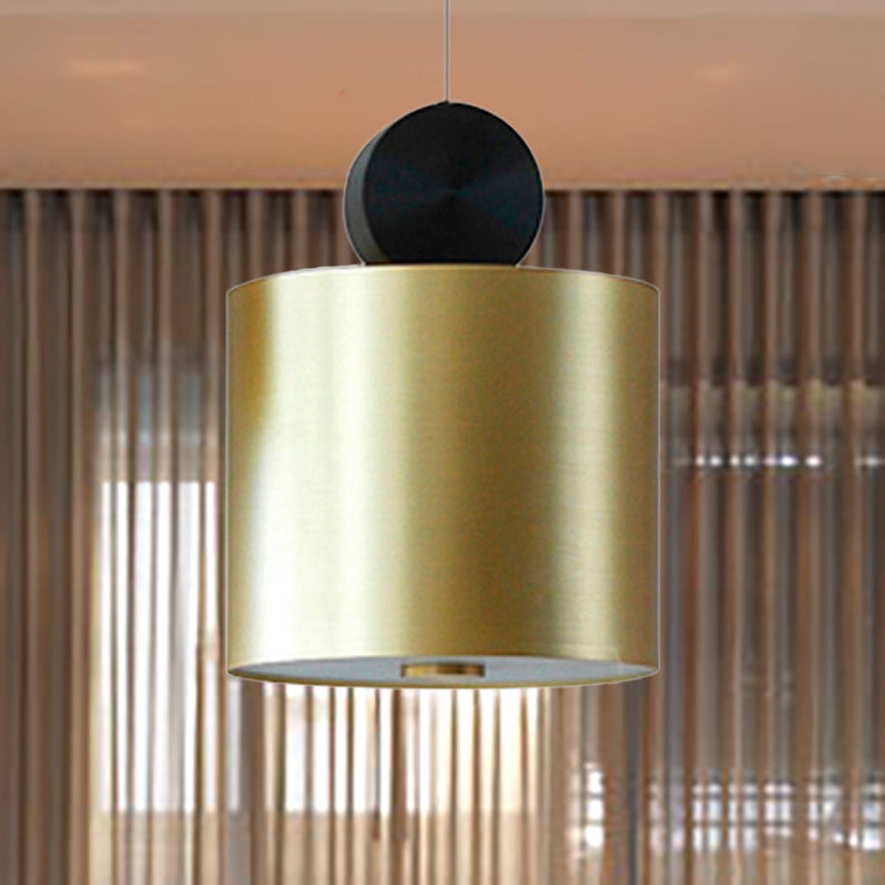 Drum/Saucer/Cylinder Hanging Pendant Light Minimalist Metal 1 Head Hallway Pendant Lighting in Gold Clearhalo 'Ceiling Lights' 'Pendant Lights' 'Pendants' Lighting' 235333