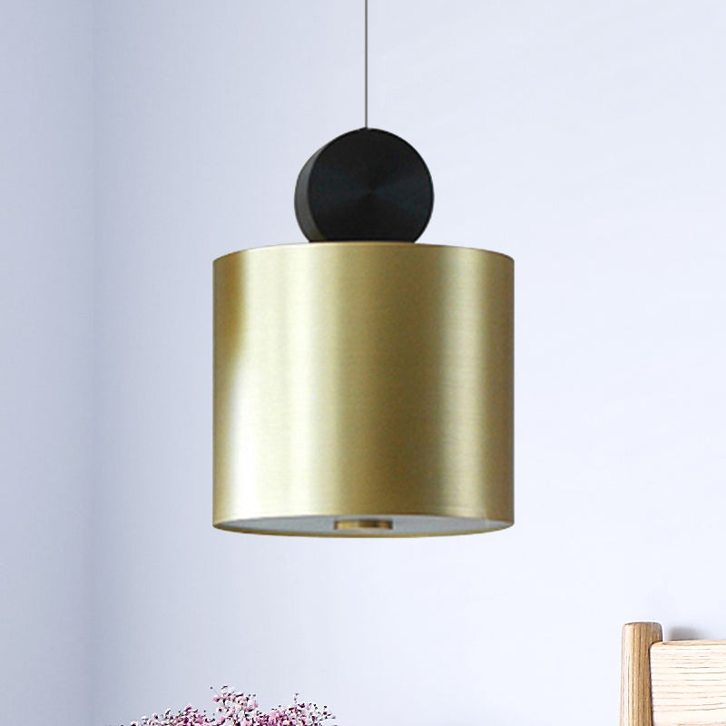 Drum/Saucer/Cylinder Hanging Pendant Light Minimalist Metal 1 Head Hallway Pendant Lighting in Gold Clearhalo 'Ceiling Lights' 'Pendant Lights' 'Pendants' Lighting' 235334