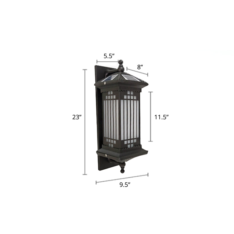 Frosted Glass Rectangle Solar Lantern Sconce Vintage Gateway LED Wall Light in Coffee Coffee Solar Rectangle Clearhalo 'Wall Lamps & Sconces' 'Wall Lights' Lighting' 2353366