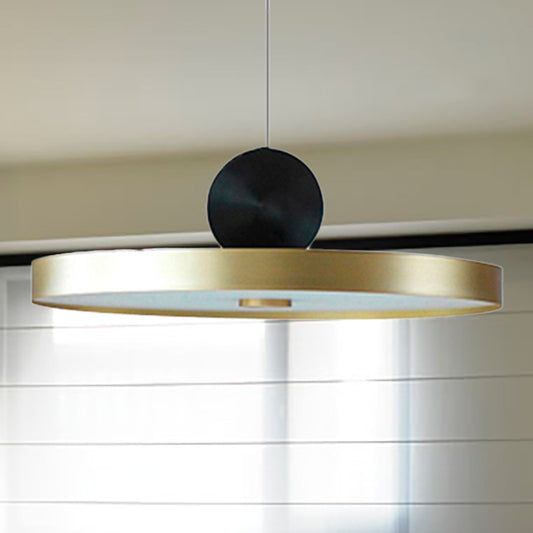 Drum/Saucer/Cylinder Hanging Pendant Light Minimalist Metal 1 Head Hallway Pendant Lighting in Gold Clearhalo 'Ceiling Lights' 'Pendant Lights' 'Pendants' Lighting' 235337