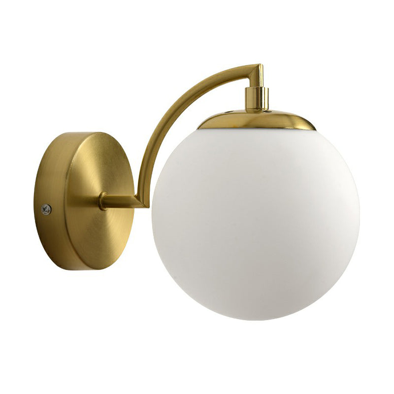 Spherical Stairway Wall Lighting Fixture Glass 1 Bulb Simple Style Wall Mounted Light in Brass Clearhalo 'Cast Iron' 'Glass' 'Industrial' 'Modern wall lights' 'Modern' 'Tiffany' 'Traditional wall lights' 'Wall Lamps & Sconces' 'Wall Lights' Lighting' 2353439