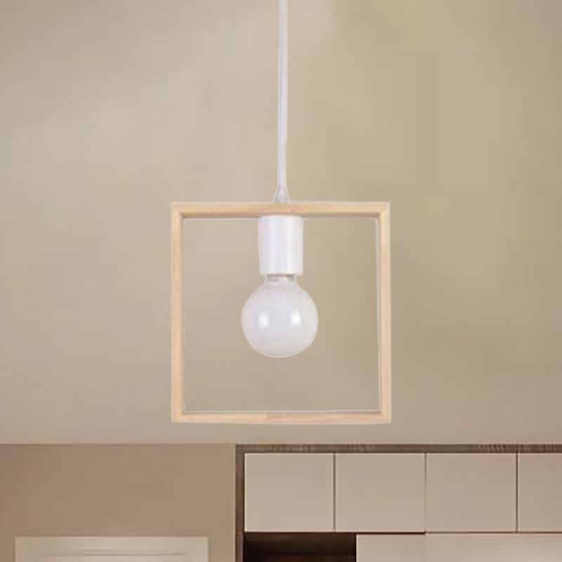 Triangle/Square/Hexagonal Drop Pendant Contemporary Wooden 1-Light Bedroom Ceiling Light Fixture Clearhalo 'Ceiling Lights' 'Pendant Lights' 'Pendants' Lighting' 235345