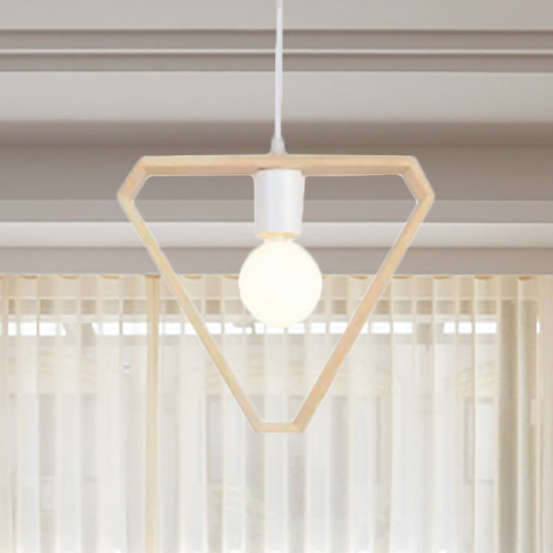 Triangle/Square/Hexagonal Drop Pendant Contemporary Wooden 1-Light Bedroom Ceiling Light Fixture Clearhalo 'Ceiling Lights' 'Pendant Lights' 'Pendants' Lighting' 235346