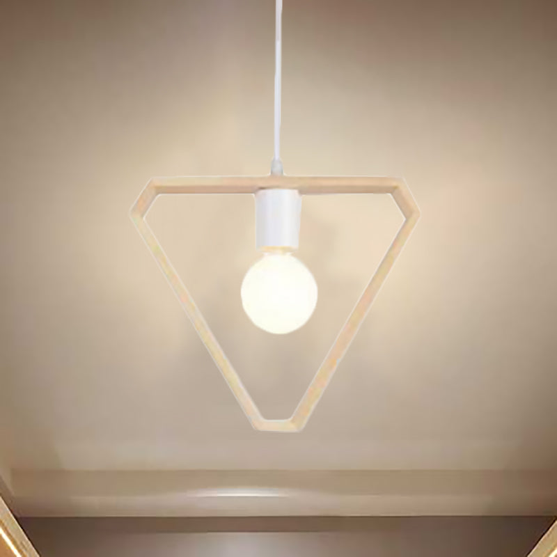 Triangle/Square/Hexagonal Drop Pendant Contemporary Wooden 1-Light Bedroom Ceiling Light Fixture Clearhalo 'Ceiling Lights' 'Pendant Lights' 'Pendants' Lighting' 235347